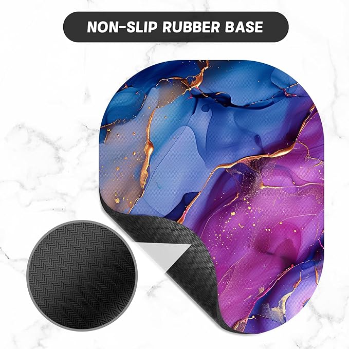Small Mouse Pad, 6 x 7 Inch, Oval Mini Mouse Pad with Non-Slip Rubber Base for Laptop Wireless Mouse Keyboard Tray Mousepad, Marble Patterns