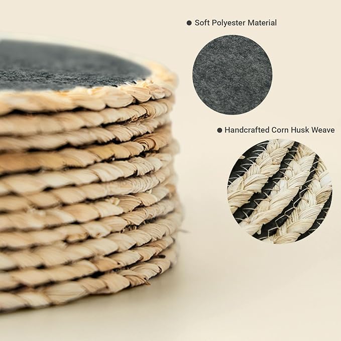 Noctiflorous 13 Inch Round Felt Placemats Set of 6 Heat Resistant Washable Non-Slip Table Place Mats for Kitchen Dining Table(Grey, 6)