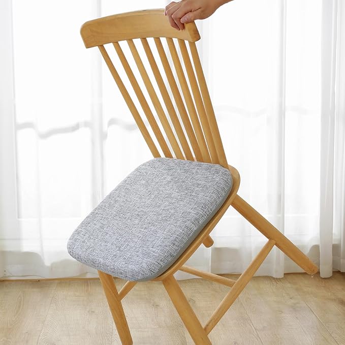 High Resilience Memory Foam Chair Cushion 19"x19"x2" Set of 2 Square Chair Pads and Washable Cover Non Slip Seat Cushions for Indoor Dining Room Kitchen and Office Chairs (Grey,19"x19")