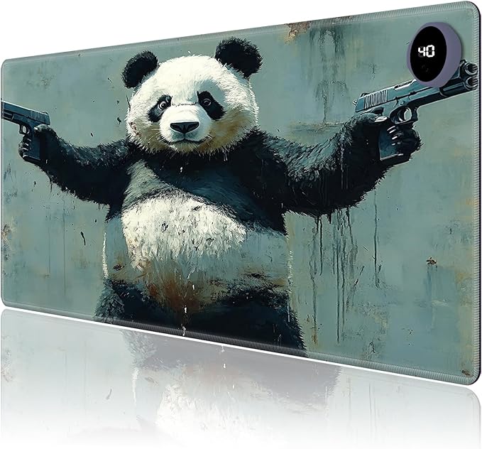 Heated Mouse Pad,Warm Desk Pad with 3 Levels Heating & 3 Hours Auto Shut-Off, PU Leather Heated Desk Pad Warmer Pad for Home Office - 31.5 x 13 inch,Panda