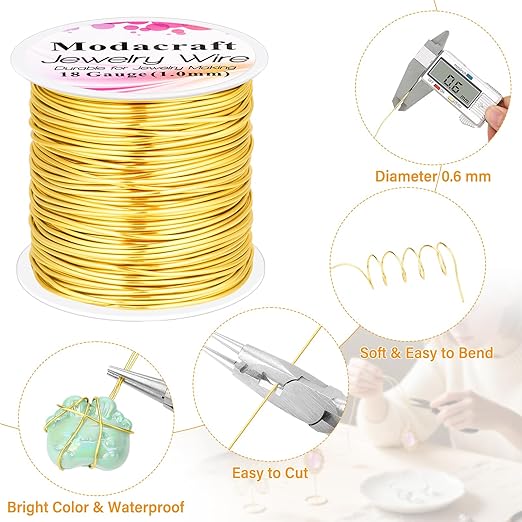 ModaCraft 22 Gauge Tarnish Proof Jewelry Wire Gold (164ft/50m) + 4-in-1 Professional Jewelry Pliers Set | Fade-Resistant Copper Craft Wire for Beading DIY Jewelry Making Supplies Kit
