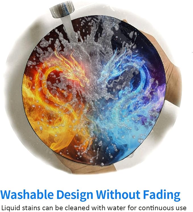 Dragon Round Mouse Pad Premium Textured Mouse Mat Washable Mousepads with Extended Stitched Edges Non Slip Rubber Base Small Mousepad 7.9 X 7.9 X 0.12 Inches