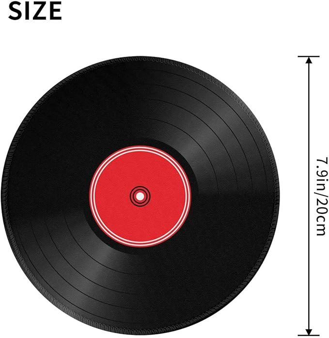 Record Music Round Mouse Pad Premium Textured Mouse Mat Washable Mousepads with Extended Stitched Edges Non Slip Rubber Base Small Mousepad 7.9 X 7.9 X 0.12 Inches