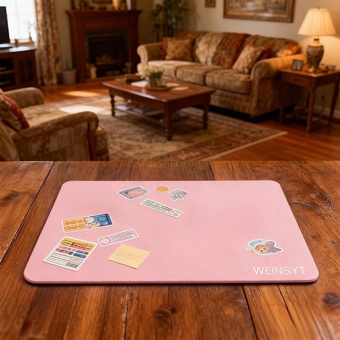 Desktop Protection Mat & Mouse Pad 2-in-1-10" x 8.3" Dual-Sided Non-Slip Desk Protector for Sticker Crafts & Office Work - Waterproof PU Leather Desk Mat with Anti-Slip Base