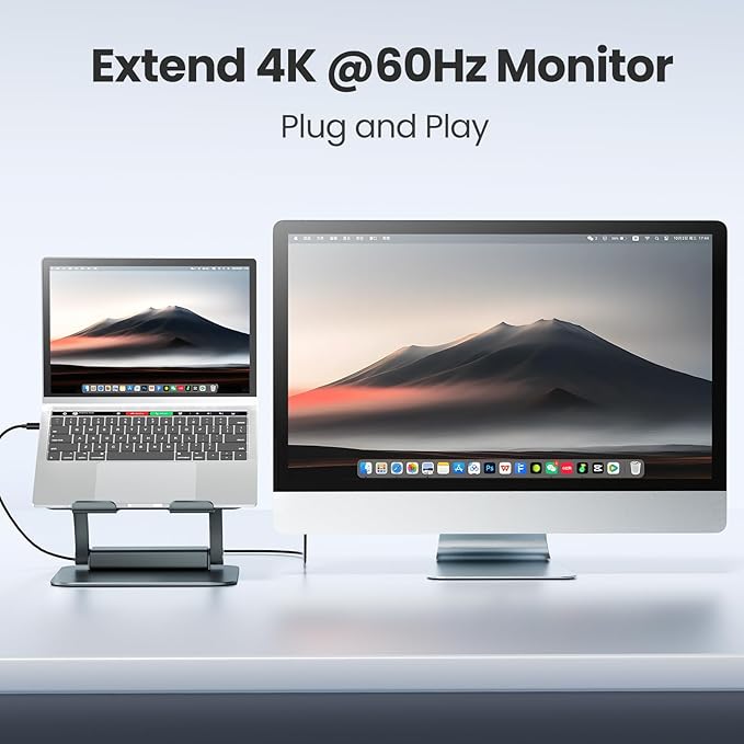 tounee Laptop Stand with Detachable USB-C Hub, 100W PD Charging, 4K@60Hz HDMI, 3 USB Ports, Ergonomic Laptop Holder Docking Station for 10-17" Laptops, MacBook & More - Gray