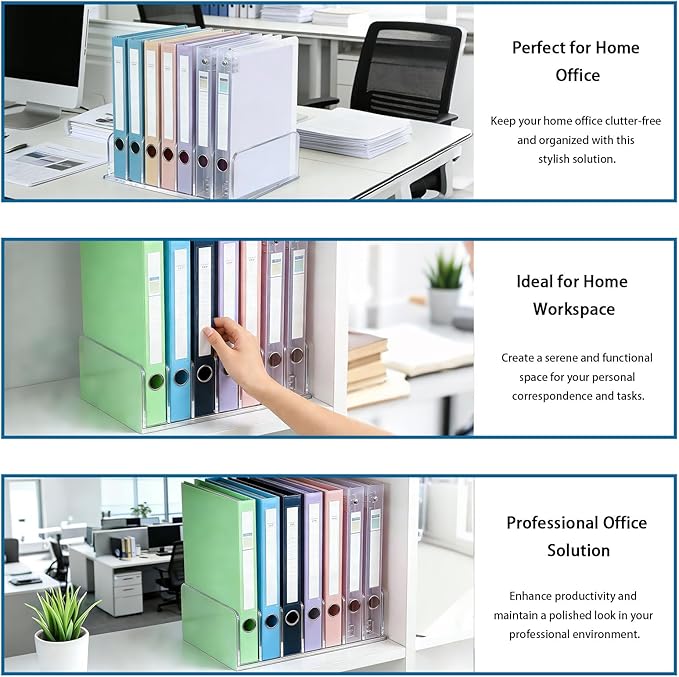 2 Pcs Acrylic Binder Organizer,7 Slots Desktop Binder File Organizer Shelf,Binder Holder for Desk,Workspace Organizers for Office,Home,School