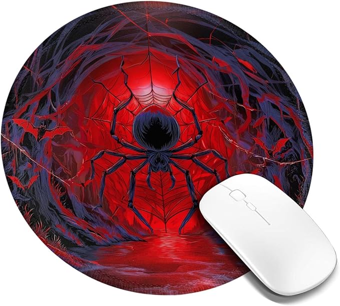 Halloween Round Mouse Pad Premium Textured Mouse Mat Washable Mousepads with Extended Stitched Edges Non Slip Rubber Base Small Mousepad 7.9 X 7.9 X 0.12 Inches