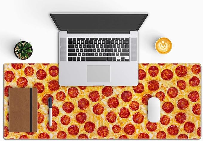 Large Desk Mat, Gaming XL Mouse Pad - 31.5 x 11.8 Inch, Extended Long Thin Desk Mat for Desktop, Pepperoni Pizza