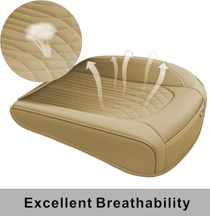 KAYI Car Seat Cover, Memory Foam Car Seat Cushion, Non-Slip Bottom Breathable Car Seat Cover, Relieve Tailbone Pain, Car Seat Protector, Suitable for 95% of Vehicles (Beige, 1 Pack)