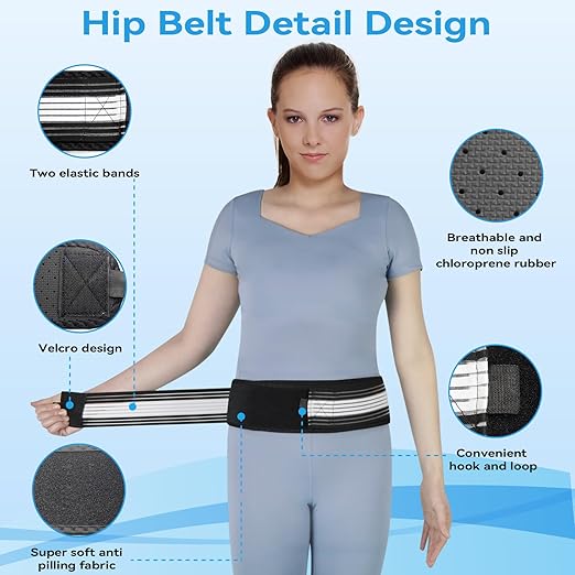 Waist Belt Sacroiliac Hip Belt, Lumbar Support Sciatica Pain Relief, Sacroiliac SI Joint - Lower Back Support Brace for Women and Men, Non-Slip and Adjustable & Breathable Back Pain Relief (Medium)