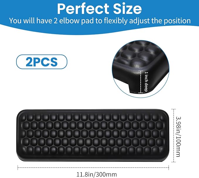 L-Shaped Desk Elbow Pad for Desk, 2-Piece Ergonomic Desk Edge Cushion, PU Leather Elbow Support Padding with Non-Slip, Wrist Comfort Support for Office Home, Office Desk Accessories