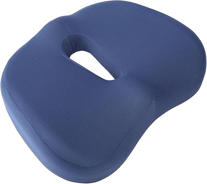 Memory Foam Seat Cushion Breathable Hollow Core Orthopedic Sitting Pillow Pad for Office Car Home (Navy Blue)
