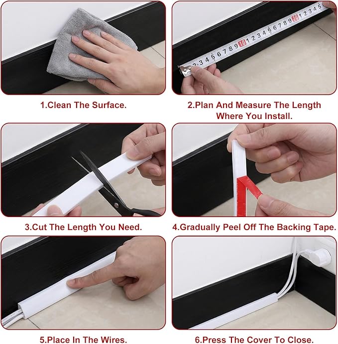 41" Wall Cable Hider, Cord Hider for Wall Mounted TV, Flexible Self-Adhesive Wire Covers Large Cable Raceway Management Organizer Under Desk Cord Concealer Channel for Floor, Home and Office