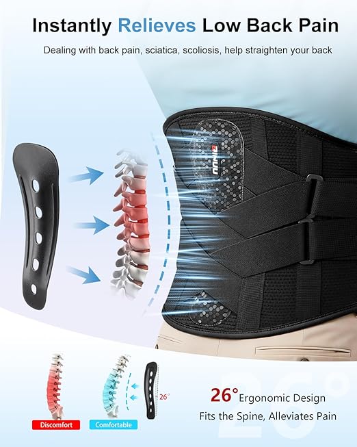 Dual X-Lower Back Brace for Men & Women for Lower Back Pain Relief, 8X Powerful Bionic Support System & Removable 3D Lumbar Pad, Adjustable & Breathable Lumbar Support Belt for Herniated Disc, Sciatica, Heavy Lifting, Work