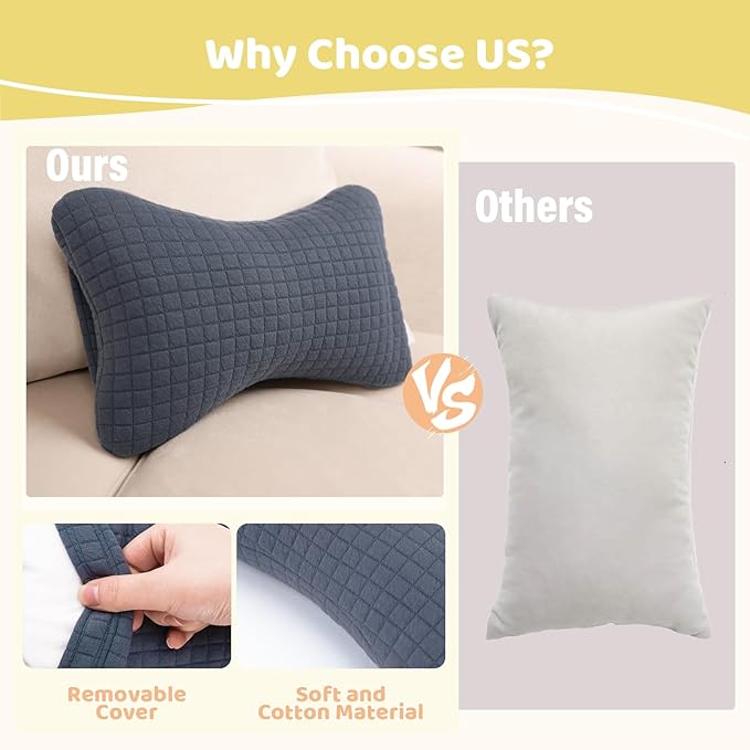 vocheer 11x7in Mini Travel Pillow, Small Pillows for Sleeping, Tiny Pillows for Neck, Wrist, Lumbar and Knee, Pets Pillow, Cotton, Cover Removable, Machine Washable (Navy Blue-2PC)