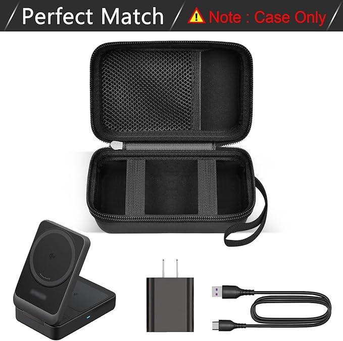 ANKHOH Case for Anker MagGo for Ucomx 3-in-1 for MagGo UFO Charging Station,for Augnner for Iseyyox for Apple MagSafe Duo for LISEN Wireless Charger Foldable Magnetic Charging Stand Box-Black