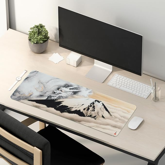 BELLEMOND Japanese Art Desk Mat | Large 31.5x11.8in Anime Mouse Pad for Keyboard & Mouse | Non-Slip Base, Water-Repellent | Original Japanese Design | Guardian of Fuji