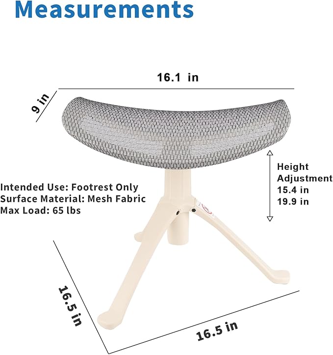 Under Desk Footrest, 2-in-1 Height Adjustable Rotatable Ergonomic Under Desk Foot Rest Ottoman, Rolling Leg Rest Stool with Breathable Mesh and Nylon Frame for Home Office
