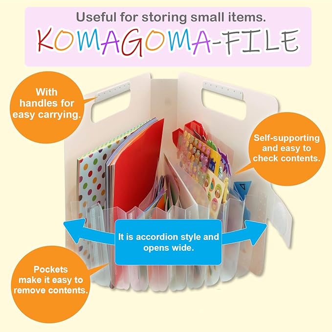 Sakura Komagoma File organaizer Expanding File Portable Document Paper Bill Receipt Organizer Home College School Office Supplies Letter Size Dark Gray Color