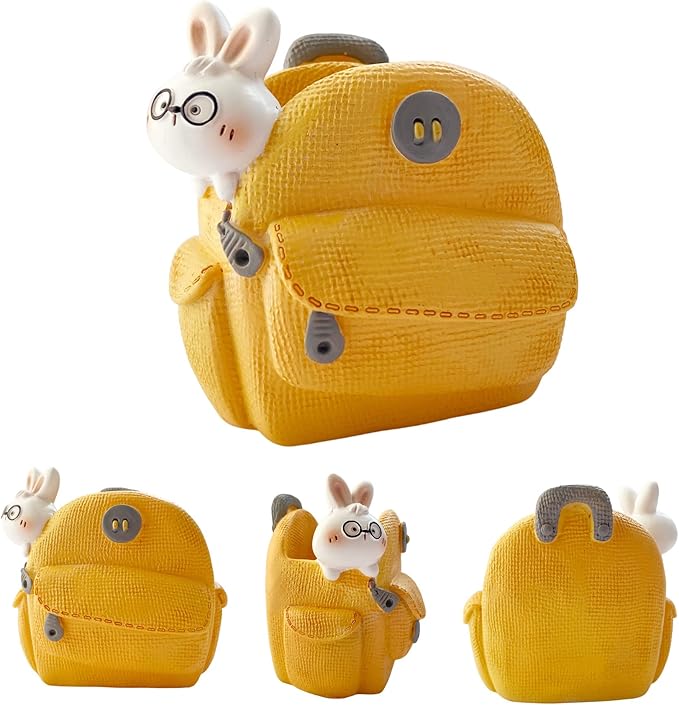Cute Small Pen Pencil Holder, Kawaii Resin Cat Dog Dinosaur Rabbit Animal Paper Clip Toothbrush Mini Storage Organizer Office Desk Decorations