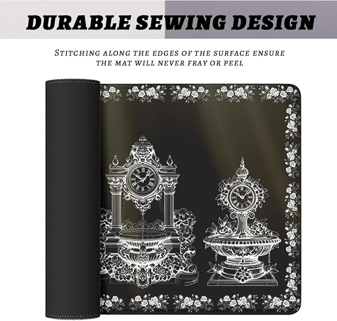 Gothic Desk Pad Mouse Pad Vintage Black White Victorian Rose Cathedral XL Mouse Pad Large Mousepad Extended Laptop Keyboard Mat Gaming Desk Pad Mouse Mat 31.5"x11.8"
