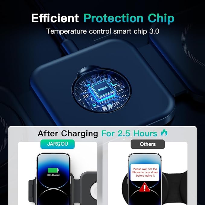 Travel Essentials for Apple Watch Charger,3 in 1 Charging Station for Apple Devices,Foldable Wireless Charging Station for iPhone 17/16/15/14/13/12, Apple Watch & AirPods with Magsafe Charger Stand