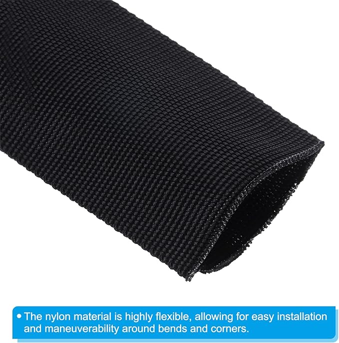 PATIKIL 1.5" Dia 24.6FT Nylon Protective Hose Sleeve, Cable Cover Sheath Protection for Welding Tig Torch Hydraulic Hose, Black