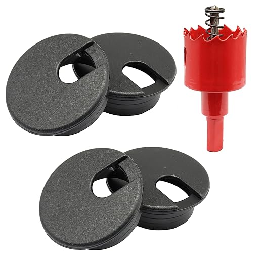 12PCS Desk Grommet,1-3/8Inch(35mm) Cable Grommet Hole Cover with Hole Saw,Ideal Solution for Office Home Table Cable Management Workers