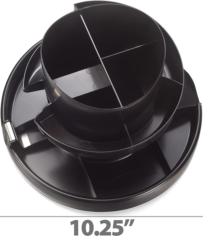 Recycled Rotary Organizer, 16 compartments, 10 1/4 x 6 3/4, Black