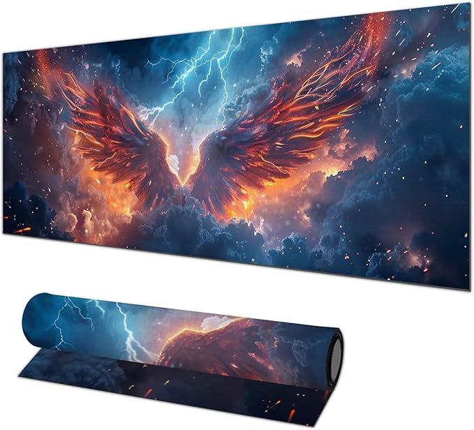 HOMETITUTE Mouse Pad 31.5 x 11.8 Inch XL Large Desk Mat Fire Wing Lightning Gaming Mousepad Extended Keyboard Mat Computer Desk Pad Waterproof Non Slip Surface Mouse Pads