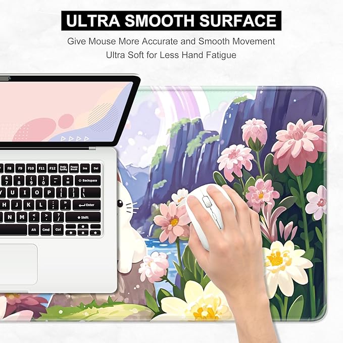Desk Pad, 32" x 16" XXXL Extended Large Gaming Mouse Pad, Desktop Decor Desk Mat, Men Women Office Supplies and Accessories, Cute Anime Mouse Mat for Laptop & Keyboard, Cute Cat