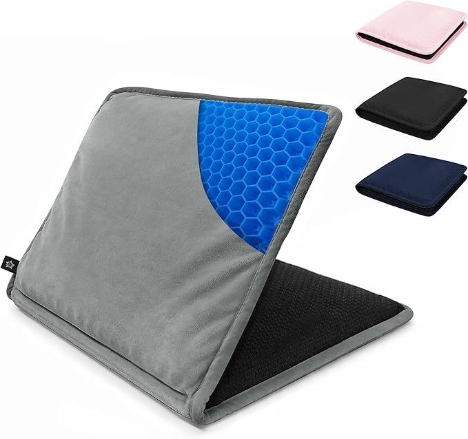 SPRING SEAON Large Gel Seat Cushion for Pressure Relief – Honeycomb Buffer Design with Extra Thick Filling, Anti-Slip Bottom, Perfect for Long Sitting, Travel, Airplane and Daily Comfort (Gray)