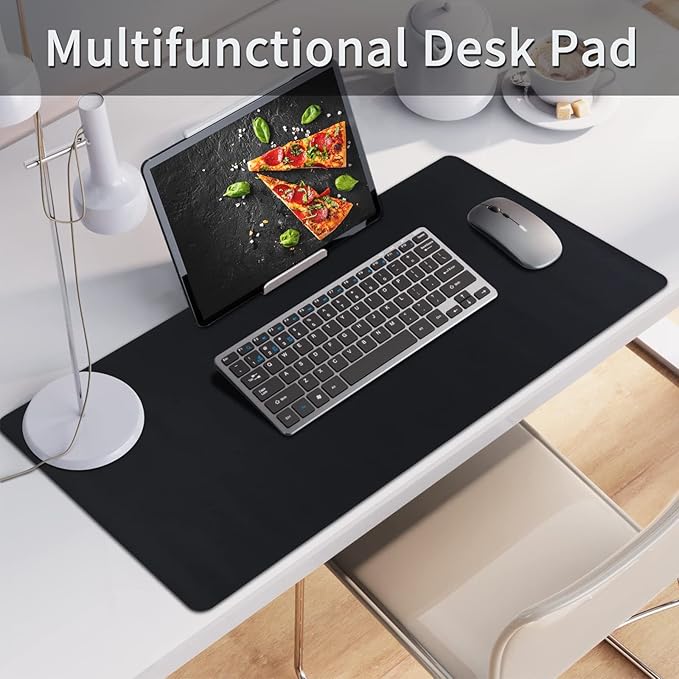Leather Desk Pad, Non-Slip Desk Mat, Waterproof Large Mouse Pad, Mouse Mat, Computer Mat for Desk Easy Clean for Office/Home (Black, 35.4" x 15.7")