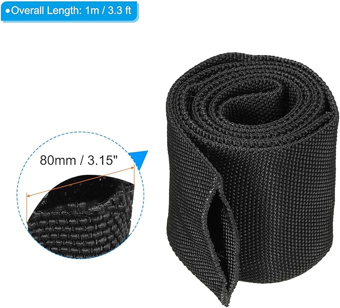 PATIKIL 2" Dia 3.3FT Nylon Protective Hose Sleeve, Cable Cover Sheath Protection for Welding Tig Torch Hydraulic Hose, Black