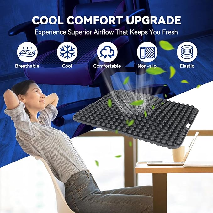 Seat Cushion for Long Sitting Hours on Office & Home Chair, with 3D Non-Slip for Office Chair Cushions, Car Seats, Airplane Seat, Wheelchair, Desk Chair,Cushion Lab, Long Trips (Black)