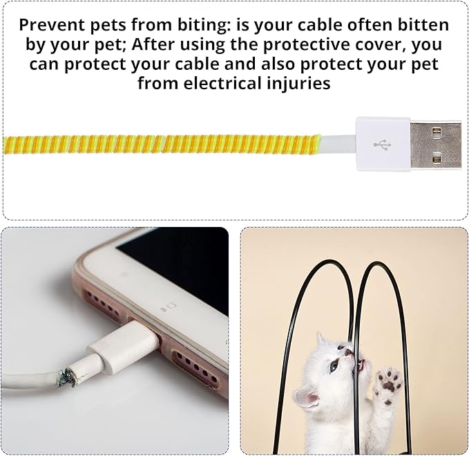 Frienda 10 Pcs Cord Protectors from Pets No Chew Spiral Cable Protector 43.3'' Phone Charger Cover Data Cable Protective Sleeve Chew Proof USB Wire Cover Stylish for Cat Dog Rabbit (Vivid Colors)