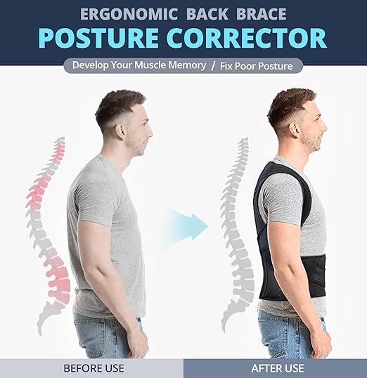 Fitsupport Back Brace Posture Corrector for Women and Men Back Lumbar Support Shoulder Posture Support for Improve Posture Provide and Back Pain Relief Medium(Pack of 1)