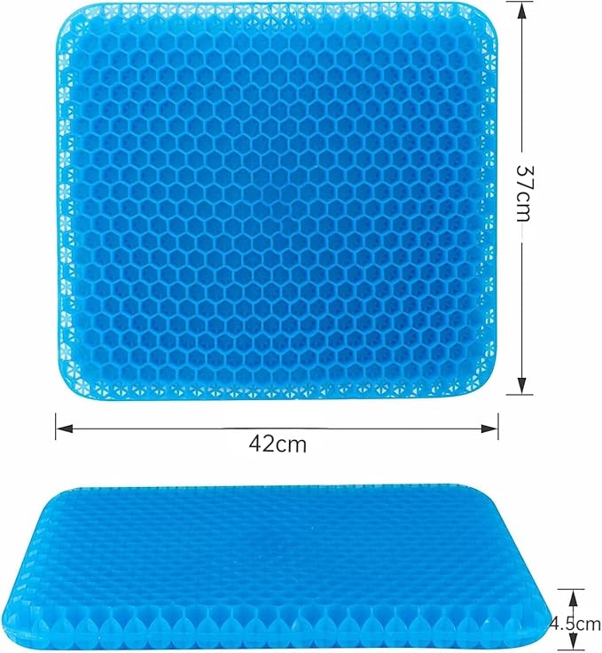 Cooling Gel Seat Cushion with Breathable Honeycomb Design for Pressure Relief on Office, Car, and Wheelchair Seats, Large