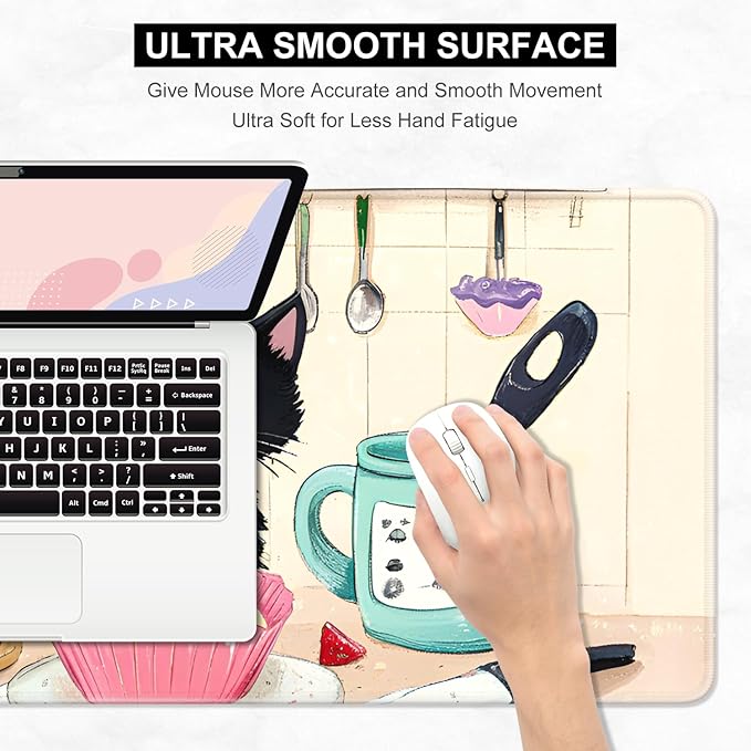 Desk Pad, 32" x 16" XXXL Extended Large Gaming Mouse Pad, Desktop Decor Desk Mat, Men Women Office Supplies and Accessories, Cute Anime Mouse Mat for Laptop & Keyboard, Cute Cat