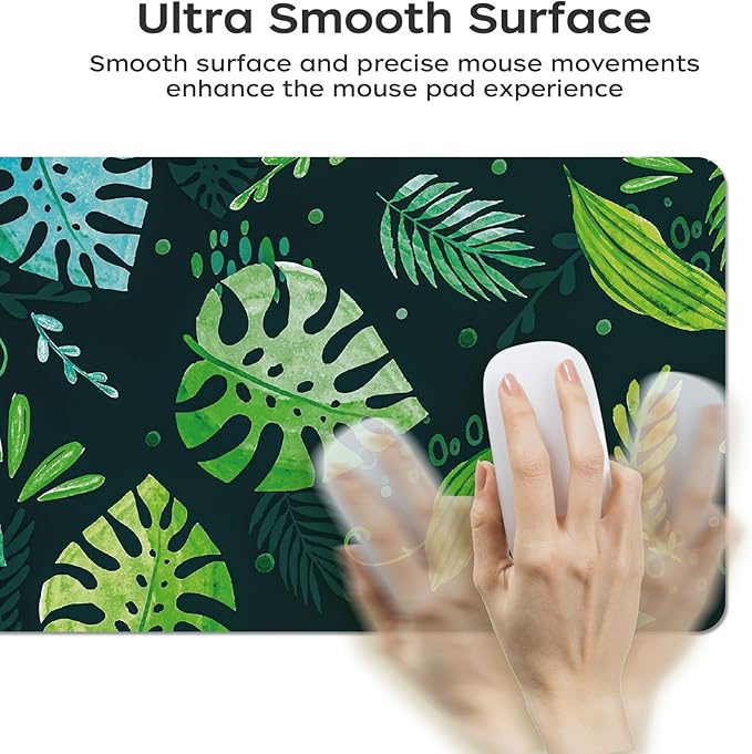 Green Desk Mat 35.4" x 15.7", Cute Plant Cool Desk Pad Keyboard Mat Flower Mouse Pad Green Desk Mat Desk Decor with Stitched Edges Non-Slip Large Computer Matt 35.4" x 15.7", Greenery