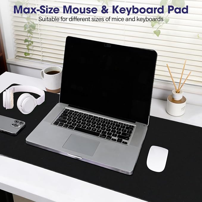 Large Extended Mouse Pad with Stitched Edges (35.4”x15.6”) - Waterproof Desk Mat, Non-Slip Rubber Base for All-Desk Coverage, Perfect for Gaming, Office, and Home