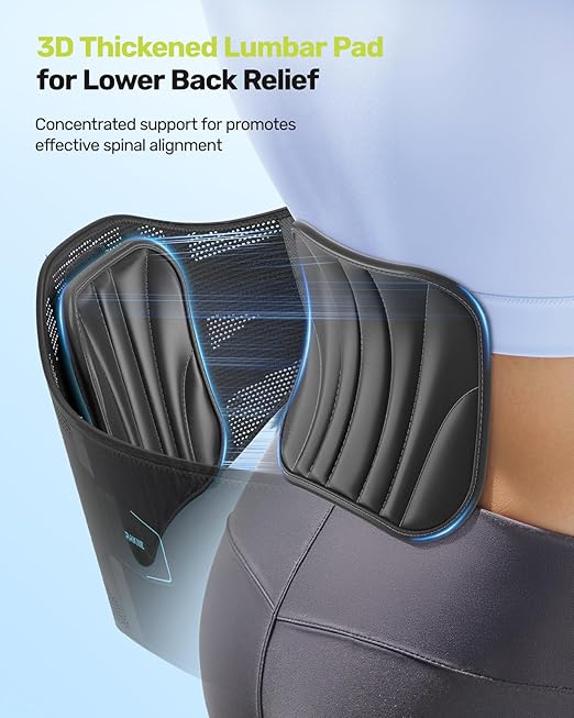 Rakiie Back Brace for Lower Back Pain Relief for Women Men, Back Support Belt with 7 Stays for Lifting at Work, Breathable Soft Lumbar Support with 3D Support Removable Pad for Herniated Disc, Sciatica, Size XXL (Waist: 51.2"-62.9")
