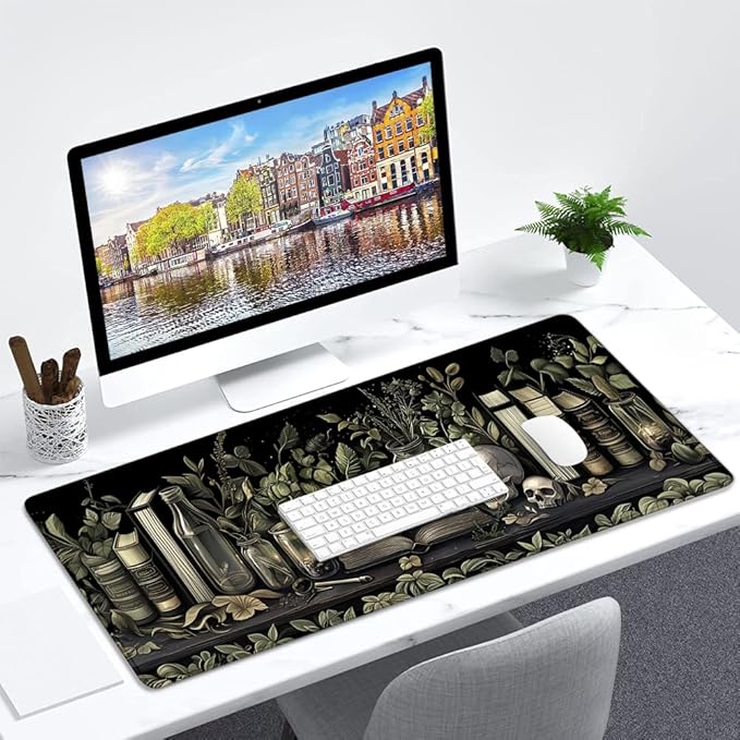 Gaming Mouse Pad Large Desk Mat Extended Keyboard Mouse Pad Mousepad with Non-Slip Base and Stitched Edge Mouse Mat Desk Pad Mouse Pads for Desk Home Office Gaming Skeleton