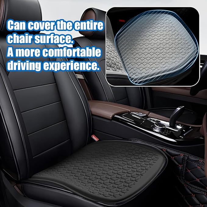 Zpana Gel Car Seat Cushion, Non-Slip & Comfortable Automotive Chair Protector Pad for Driving, Breathable Vehicle Interior Mat Cover Accessories, Universal for SUV Sedan Truck (Black)