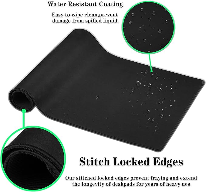 Desktop Mat Black, XXL Mouse Pads Pc Mouse Pad, Mat Mouse Pad Non-Slip Rubber Base Waterproof with Stitched Edges, 35.4 X 15.7 inch for Work/Game/Office/Home Colorful Animal Pets Dog Paw