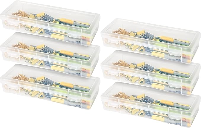 IRIS USA Clear Storage Cases, 6-Pack, |Made in USA|, Plastic Bead Organizing Containers with Snap Lid for Arts, Crafts, Ephemera, Stickers, & Dance Cheer, Clear - Large