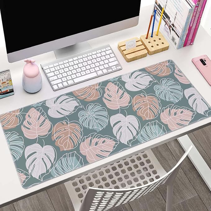 Desk Mat, Large Mouse Pad, 31.5" x 11.8" XL Extended Gaming Mousepad, Desktop Decor Desk Pad, Cute Men Women Office Supplies and Accessories, XL Mouse Pad for Laptop & Keyboard, Palm Leaf