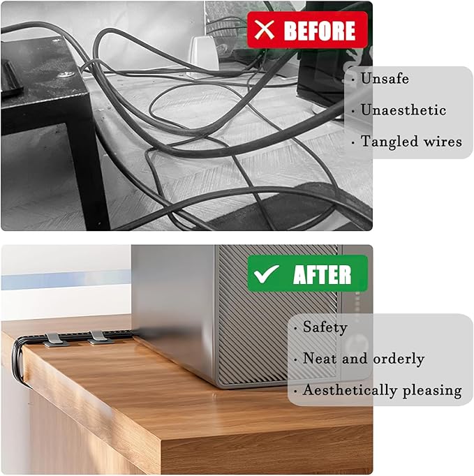 80PCS Hook and Loop Cable Ties, Under Desk Cable Management, Adhesive Cable Straps, Cord Management Hider Idea, Cord Organizer for Desk, Computer Accessories, Home Office Organization, Gray