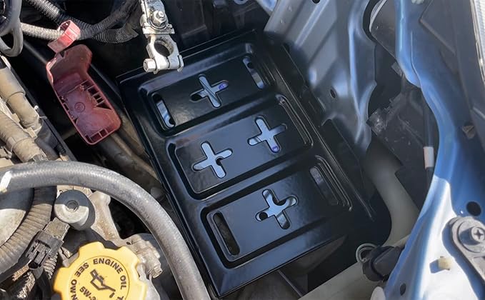 Metal Battery Mounting Tray for Vehicle Engine Repair or Maintence,Black,Standard