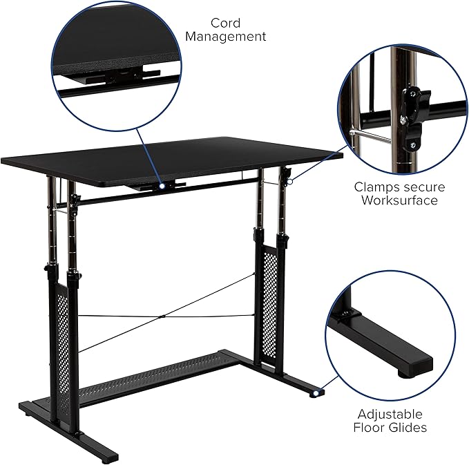 Flash Furniture Work From Home Kit - Adjustable Computer Desk, Ergonomic Mesh Office Chair and Locking Mobile Filing Cabinet with Inset Handles